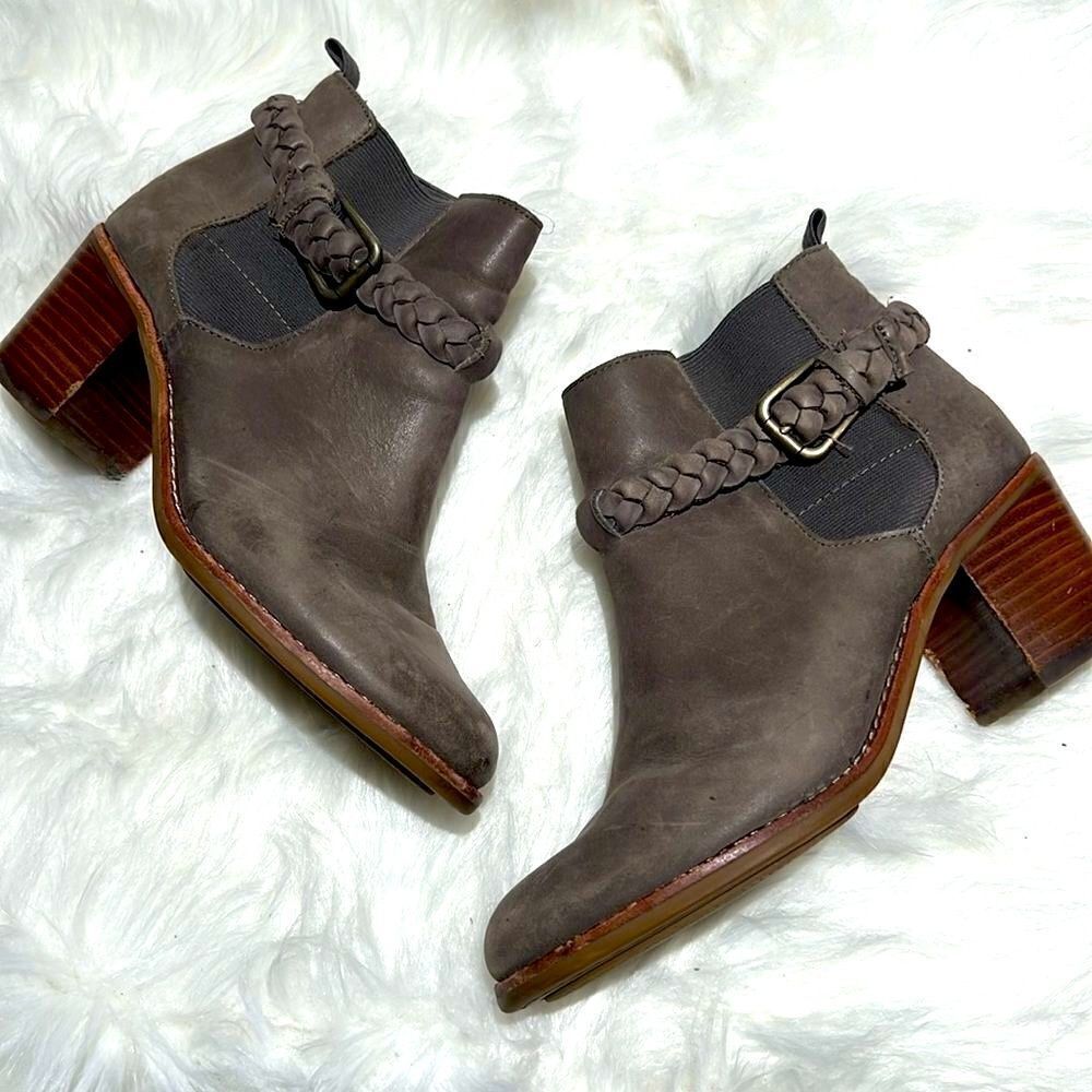 Sperry braided booties, grey leather, size 8